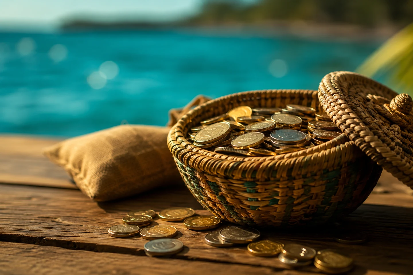 Épargne communautaire et panier de pièces, symbole de la microfinance rurale aux Comores