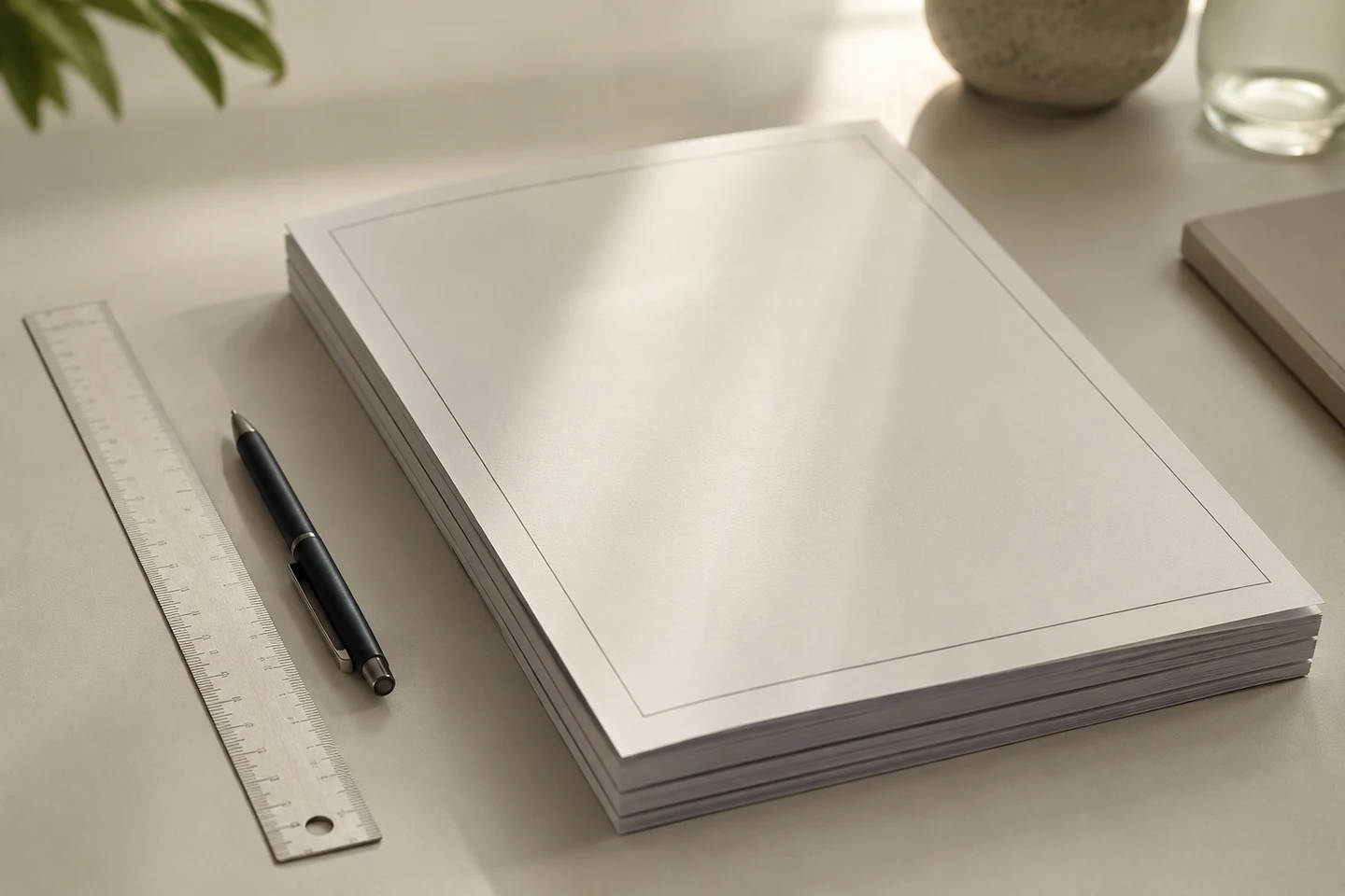Document de plan d'affaires, règle et stylo sur un bureau, symbole de l'accompagnement des PME